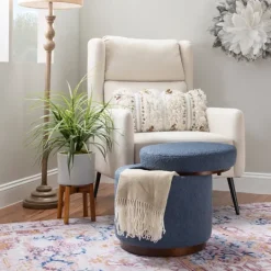 Kirkland's Home Sherpa Upholstered Storage Ottoman- Benches & Ottomans