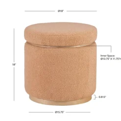 Kirkland's Home Sherpa Upholstered Storage Ottoman- Benches & Ottomans