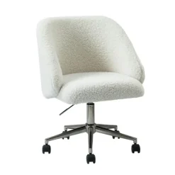 Kirkland's Home Sherpa Upholstered Swivel Office Chair- Office Furniture