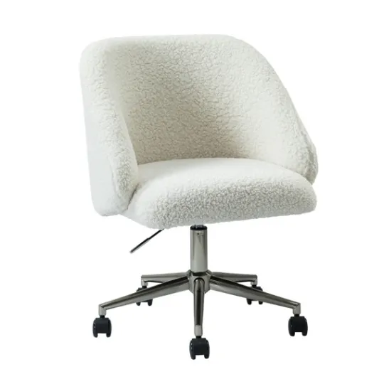 Kirkland's Home Sherpa Upholstered Swivel Office Chair- Office Furniture