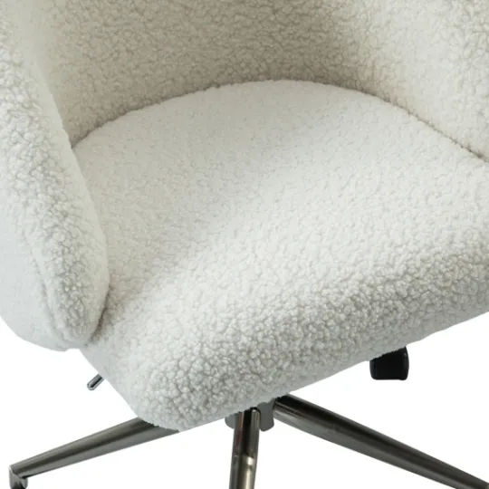 Kirkland's Home Sherpa Upholstered Swivel Office Chair- Office Furniture