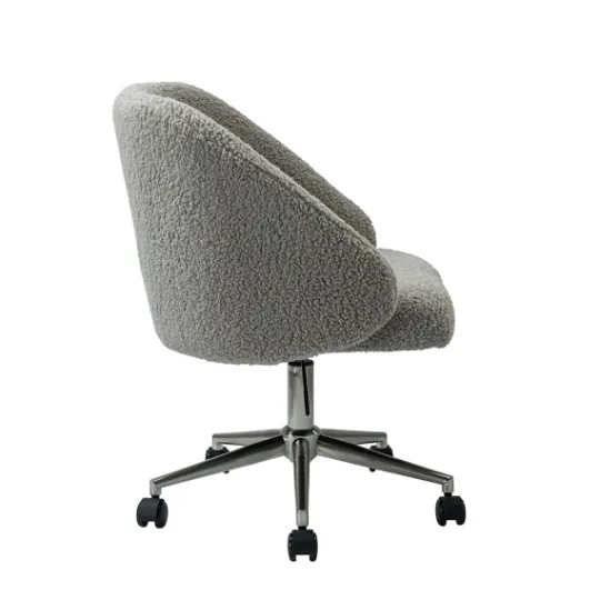 Kirkland's Home Sherpa Upholstered Swivel Office Chair- Office Furniture