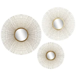 Kirkland's Home Shining Golden Sunburst 3-Pc. Wall Mirror Set- Wall Plaques