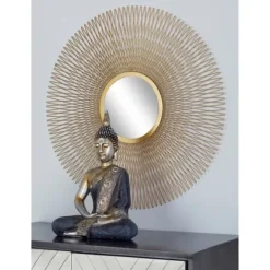 Kirkland's Home Shining Golden Sunburst 3-Pc. Wall Mirror Set- Wall Plaques