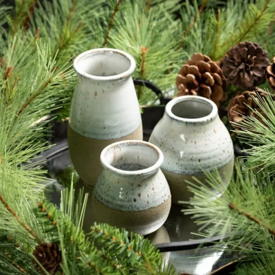 Kirkland's Home Short Terracotta Two-Tone Speckled Vases, Set Of 3- Vases