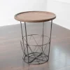 Kirkland's Home Side Table With Metal Wire Basket- Accent & End Tables