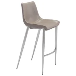 Kirkland's Home Silver & Beige Faux Leather Bar Stools, Set Of 2- Bar Stools & Counter Height Stools