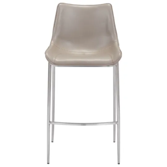Kirkland's Home Silver & Beige Faux Leather Bar Stools, Set Of 2- Bar Stools & Counter Height Stools
