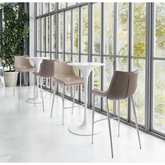 Kirkland's Home Silver & Beige Faux Leather Bar Stools, Set Of 2- Bar Stools & Counter Height Stools