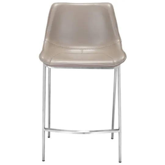 Kirkland's Home Silver & Beige Leather Counter Stools, Set Of 2- Bar Stools & Counter Height Stools