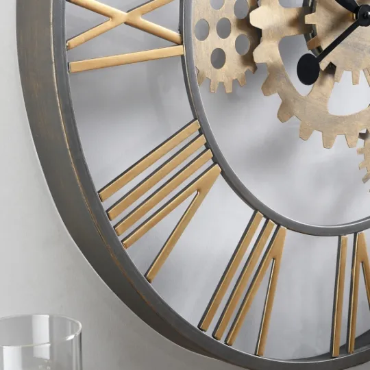 Kirkland's Home Silver And Gold Benton Gears Wall Clock- Clocks