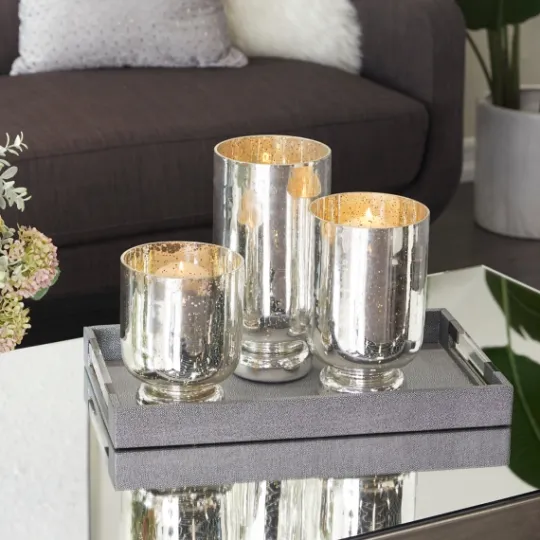 Kirkland's Home Silver And Golden Goblet 3-Pc. Candle Holder Set- Candle Holders