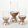 Kirkland's Home Silver And Wood Pillar Candle Holders, Set Of 3- Candle Holders