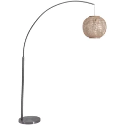 Kirkland's Home Silver Arch Woven Shade Floor Lamp- Floor Lamps