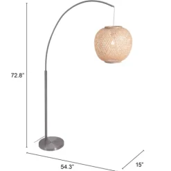 Kirkland's Home Silver Arch Woven Shade Floor Lamp- Floor Lamps