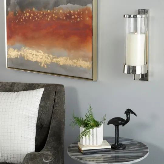 Kirkland's Home Silver Assymetrical Modern Sconce- Sconces