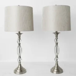 Kirkland's Home Silver Crystal Table Lamp, Set Of 2- Table Lamps