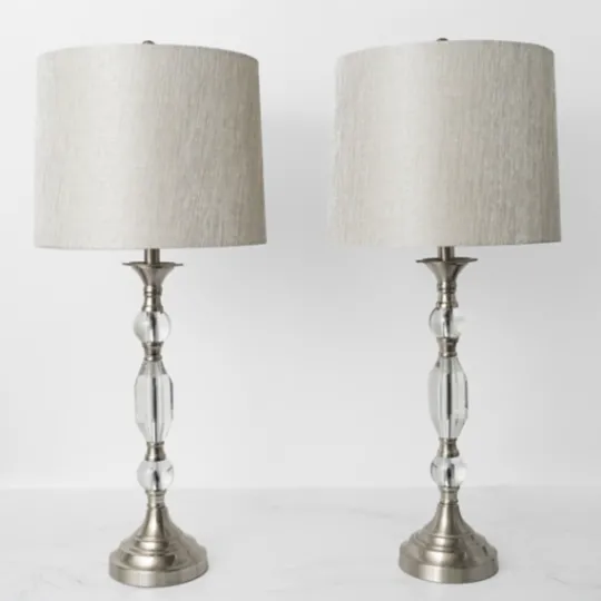 Kirkland's Home Silver Crystal Table Lamp, Set Of 2- Table Lamps