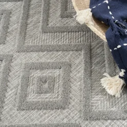 Kirkland's Home Silver Diamond Outdoor Area Rug, 6X9- Outdoor Rugs