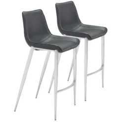 Kirkland's Home Silver Faux Leather Bar Stools, Set Of 2- Bar Stools & Counter Height Stools