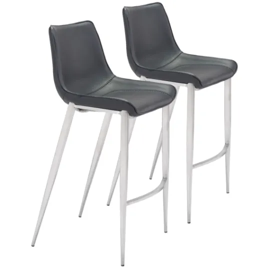 Kirkland's Home Silver Faux Leather Bar Stools, Set Of 2- Bar Stools & Counter Height Stools