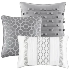Kirkland's Home Silver Geometric Stripes 7-Pc. King Comforter Set- Comforters