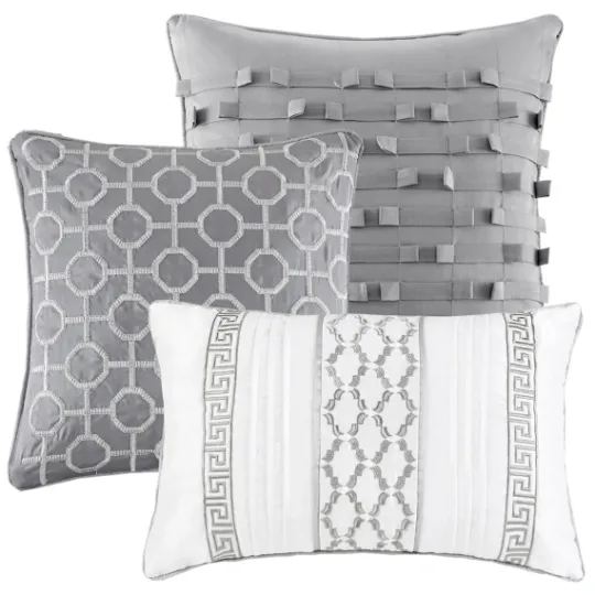 Kirkland's Home Silver Geometric Stripes 7-Pc. King Comforter Set- Comforters