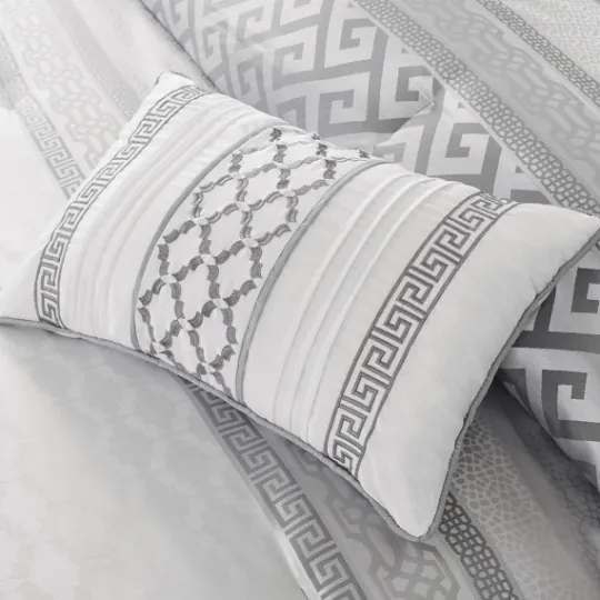 Kirkland's Home Silver Geometric Stripes 7-Pc. Queen Comforter Set- Comforters