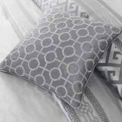 Kirkland's Home Silver Geometric Stripes 7-Pc. Queen Comforter Set- Comforters