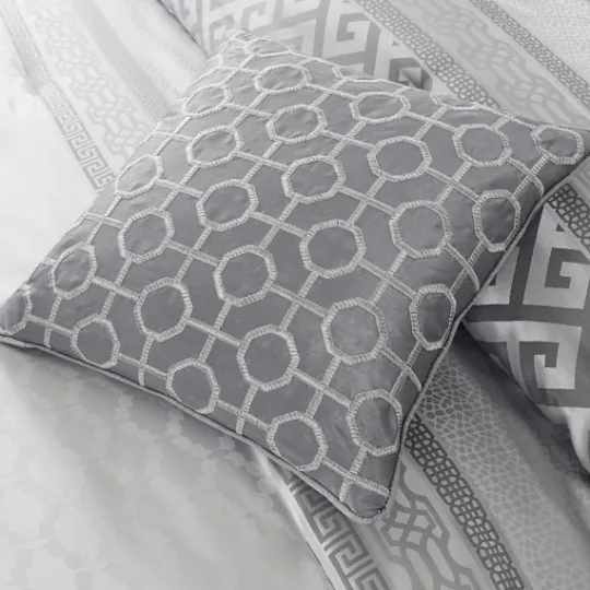 Kirkland's Home Silver Geometric Stripes 7-Pc. Queen Comforter Set- Comforters