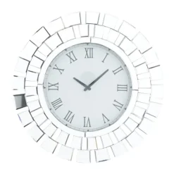 Kirkland's Home Silver Glass Mirror Abstract Wall Clock- Clocks