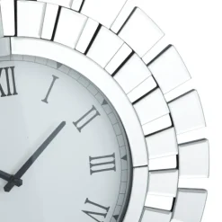 Kirkland's Home Silver Glass Mirror Abstract Wall Clock- Clocks