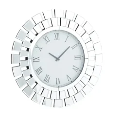Kirkland's Home Silver Glass Mirror Abstract Wall Clock- Clocks