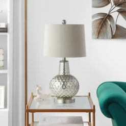 Kirkland's Home Silver Hammered Mercury Glass Table Lamp- Table Lamps
