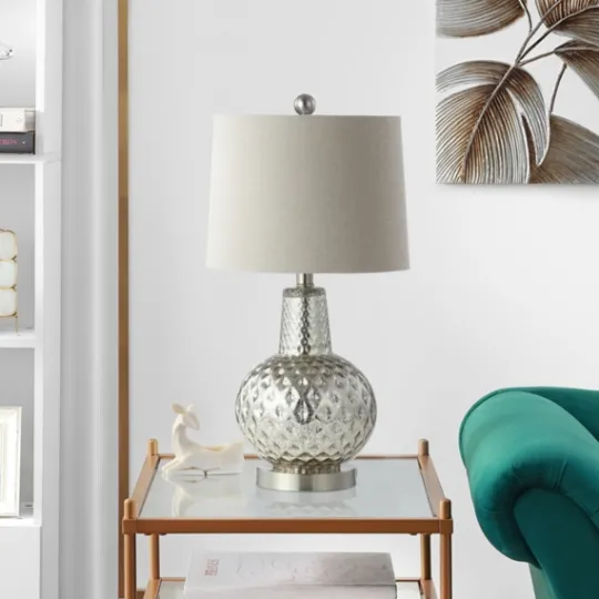 Kirkland's Home Silver Hammered Mercury Glass Table Lamp- Table Lamps