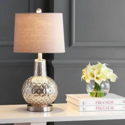 Kirkland's Home Silver Hammered Mercury Glass Table Lamp- Table Lamps