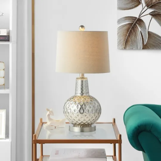 Kirkland's Home Silver Hammered Mercury Glass Table Lamp- Table Lamps