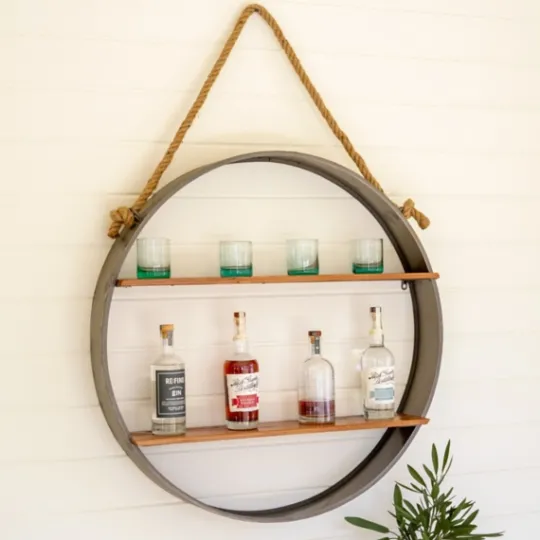 Kirkland's Home Silver Iron Round Hanging Wall Shelf- Shelves