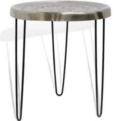 Kirkland's Home Silver Mandala Hairpin Accent Table- Accent & End Tables