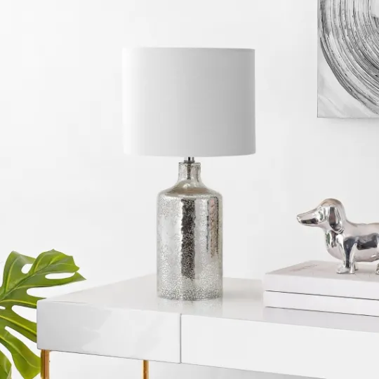 Kirkland's Home Silver Mercury Glass Cylinder Table Lamp- Table Lamps