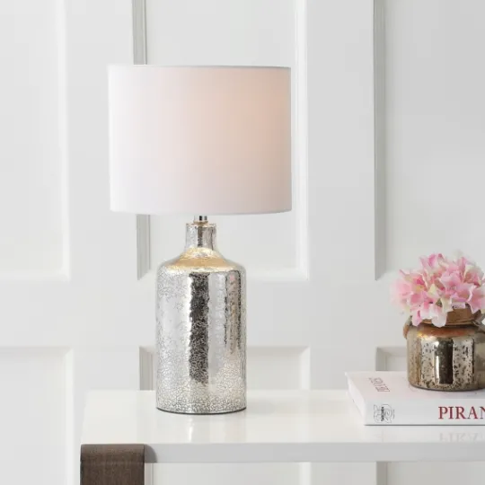 Kirkland's Home Silver Mercury Glass Cylinder Table Lamp- Table Lamps