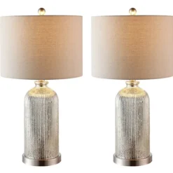 Kirkland's Home Silver Mercury Glass Ribbed Table Lamps, Set Of 2- Table Lamps