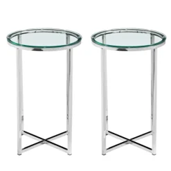 Kirkland's Home Silver Metal And Glass Accent Tables, Set Of 2- Accent & End Tables