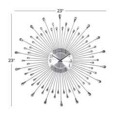 Kirkland's Home Silver Metal Sunburst Droplet Frame Clock- Clocks