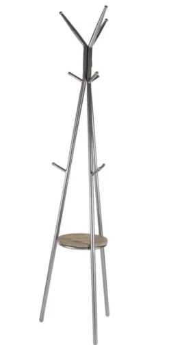 Kirkland's Home Silver Metal Tripod Coat Rack With Shelf- Entryway Furniture