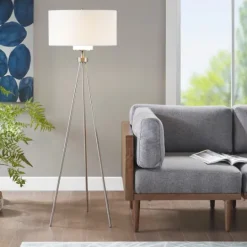Kirkland's Home Silver Metal Tripod Floor Lamp- Floor Lamps