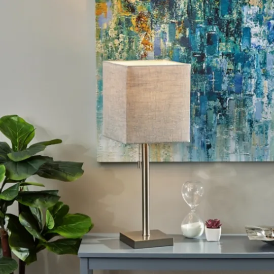 Kirkland's Home Silver Monochrome Square Table Lamp- Table Lamps