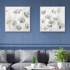 Kirkland's Home Silver Poppies 2-Pc. Canvas Art Print Set- Canvas Art