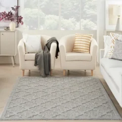 Kirkland's Home Silver Trellis Indoor/Outdoor Area Rug, 6X9- Outdoor Rugs