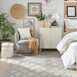 Kirkland's Home Silver Trellis Indoor/Outdoor Area Rug, 6X9- Outdoor Rugs